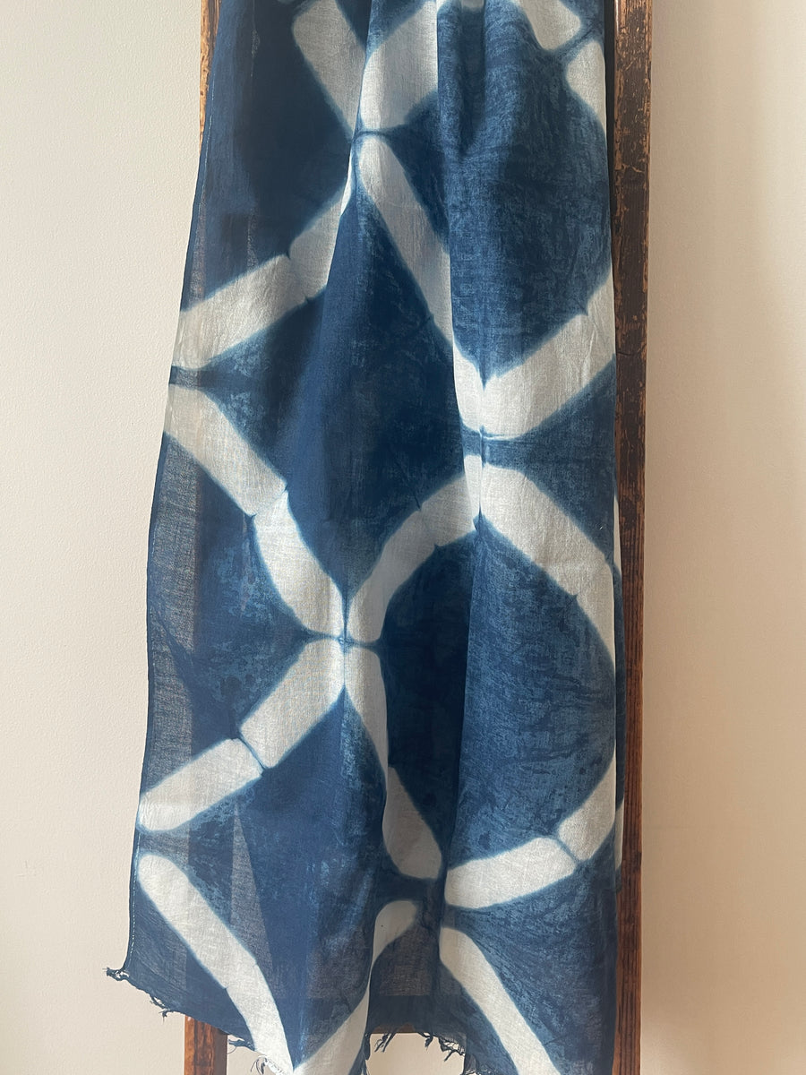 Indigo Shibori Kit (Shawl + Bandana)